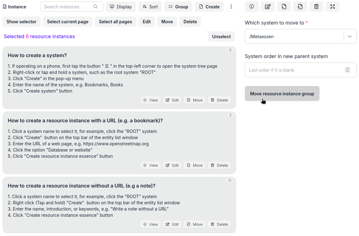 Select and move group of instances