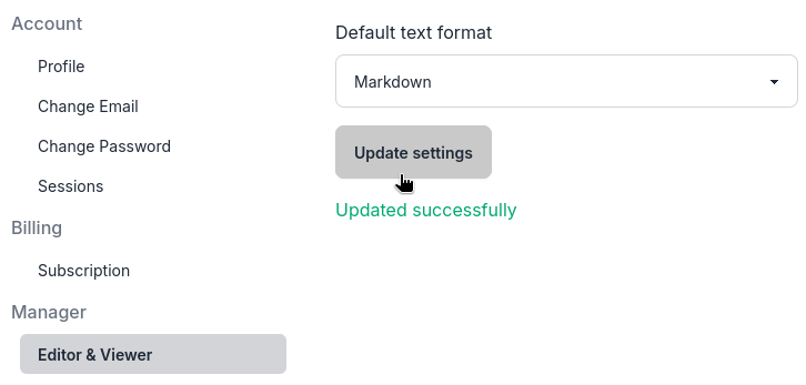 Change default text format