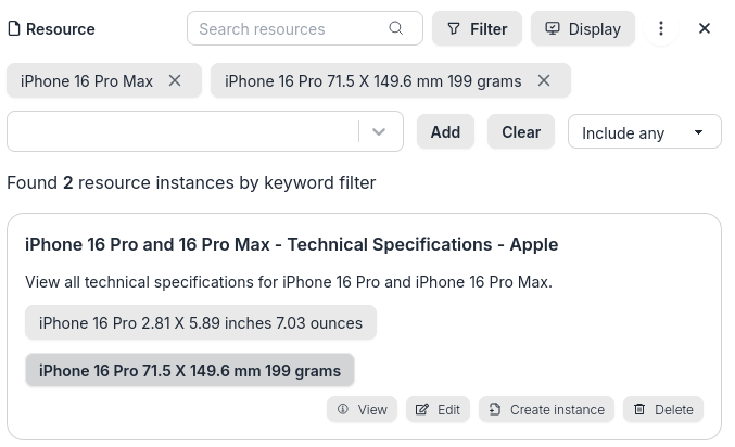 Filter resources by keywords