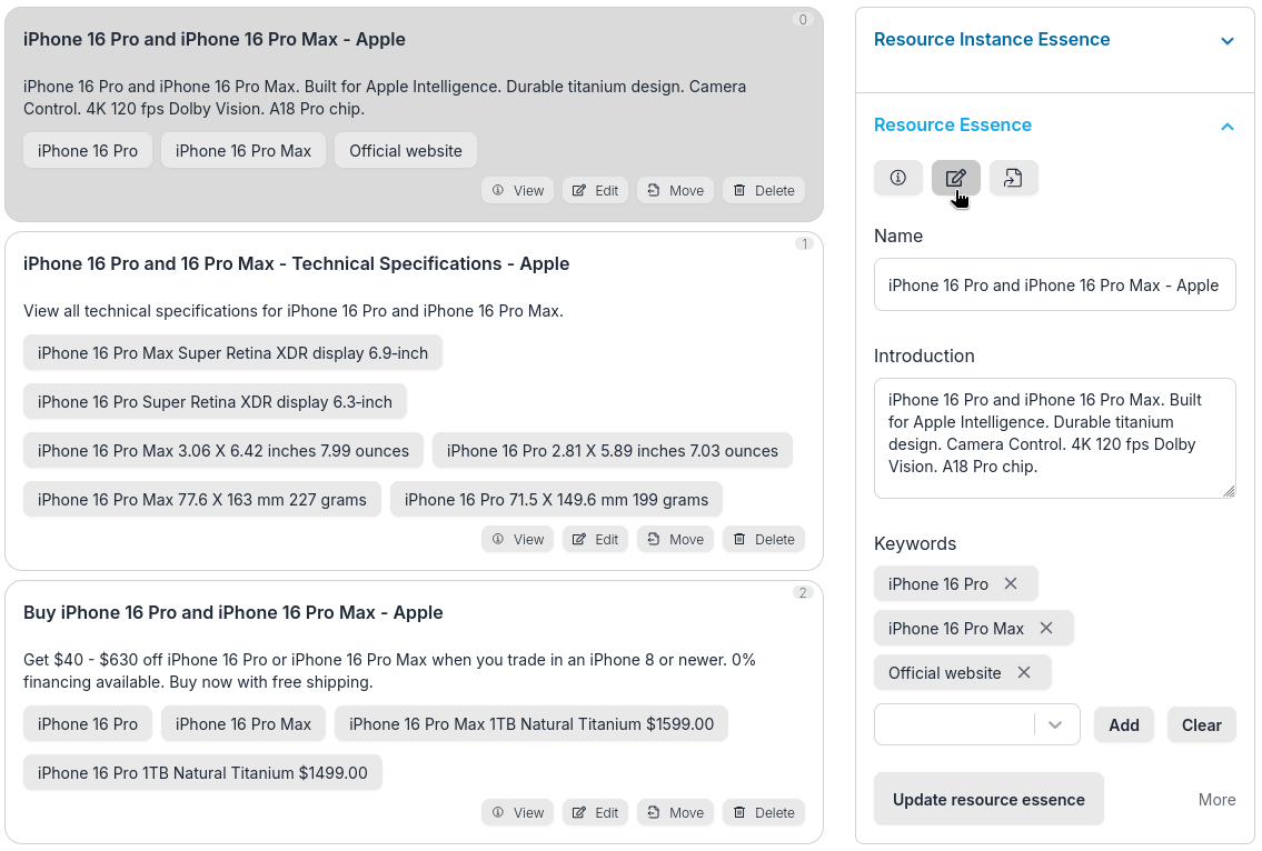View resource of an instance