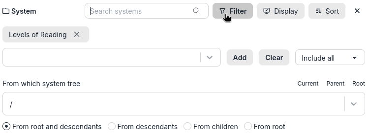 Keyword filter options of system