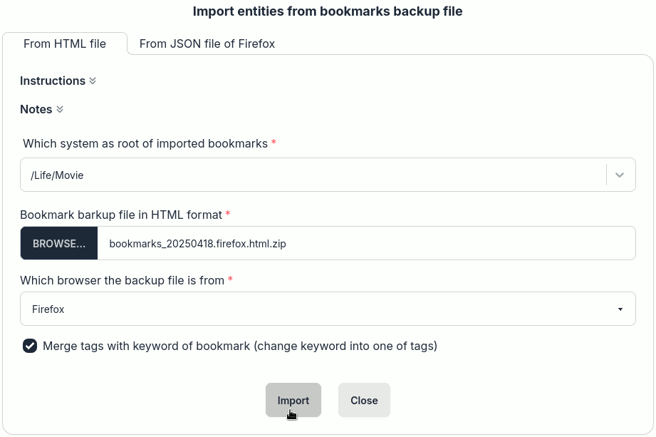 Import data
