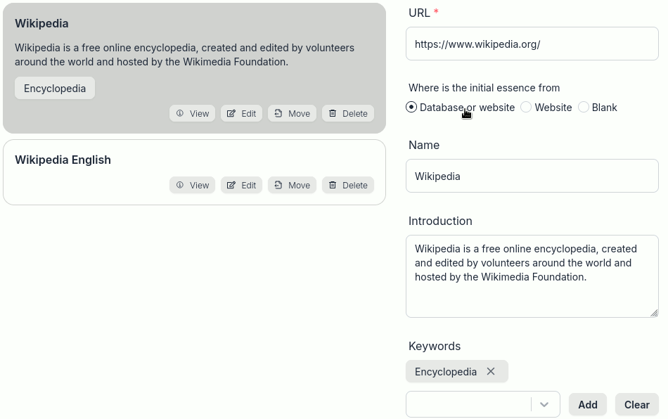 Manage bookmarks